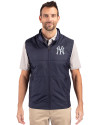 New York Yankees Cutter & Buck Stealth Hybrid Quilted Mens Windbreaker Vest Liberty Navy Front Thumbnail Image