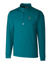 Seattle Mariners Cutter & Buck Traverse Stretch Eco Quarter Zip Mens Pullover Teal Blue Mannequin Thumbnail Image