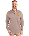 San Diego Padres Cutter & Buck Traverse Stretch Eco Quarter Zip Mens Pullover Mushroom Front Thumbnail Image