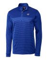 Toronto Blue Jays Cutter & Buck Traverse Stretch Eco Stripe Quarter Zip Mens Pullover Tour Blue Mannequin Thumbnail Image