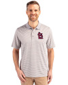 St. Louis Cardinals- Cutter & Buck Forge Tonal Stripe Stretch Mens Polo Polished Medium Gray Front Thumbnail Image