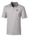 Philadelphia Phillies Cutter & Buck Forge Tonal Stripe Stretch Mens Polo Polished Medium Gray Mannequin Thumbnail Image
