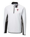 Philadelphia Phillies Cutter & Buck Traverse Colorblock Stretch Quarter Zip Mens Pullover White Mannequin Thumbnail Image