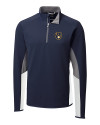 Milwaukee Brewers Cutter & Buck Traverse Colorblock Stretch Quarter Zip Mens Pullover Liberty Navy Mannequin Thumbnail Image