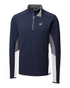 Toronto Blue Jays Cutter & Buck Traverse Colorblock Stretch Quarter Zip Mens Pullover Liberty Navy Mannequin Thumbnail Image