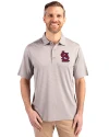 St. Louis Cardinals- Cutter & Buck Forge Pencil Stripe Stretch Mens Polo Polished Medium Gray Front Thumbnail Image