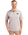 Toronto Blue Jays Cutter & Buck Forge Heathered Stretch Mens Polo Polished Heather Front Thumbnail Image