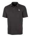 Los Angeles Dodgers Cutter & Buck Advantage Tri-Blend Jersey Mens Pocket Polo Black Heather Mannequin Thumbnail Image