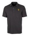 San Diego Padres Cutter & Buck Advantage Tri-Blend Jersey Mens Pocket Polo Black Heather Mannequin Thumbnail Image