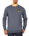 Milwaukee Brewers Cutter & Buck Saturday Cotton Blend Mens Crew Neck Sweatshirt Navy Blue Heather Front Thumbnail Image