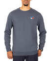 Toronto Blue Jays Cutter & Buck Saturday Cotton Blend Mens Crew Neck Sweatshirt Navy Blue Heather Front Thumbnail Image