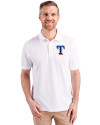 Texas Rangers Cutter & Buck Advantage Eco Tri-Blend Pique Mens Polo White Front Thumbnail Image