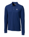 New York Yankees Cutter & Buck Advantage Eco Tri-Blend Pique Mens Long Sleeve Polo Indigo Mannequin Thumbnail Image