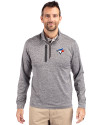 Toronto Blue Jays Cutter & Buck Stealth Heathered Quarter Zip Mens Pullover Elemental Grey Front Thumbnail Image
