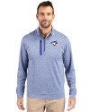 Toronto Blue Jays Cutter & Buck Stealth Heathered Quarter Zip Mens Pullover Tour Blue Front Thumbnail Image