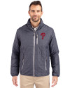 Philadelphia Phillies Cutter & Buck Rainier PrimaLoft® Mens Eco Insulated Full Zip Puffer Jacket Anthracite Melange Front Thumbnail Image