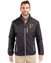 Pittsburgh Pirates Cutter & Buck Rainier PrimaLoft® Mens Eco Insulated Full Zip Puffer Jacket Black Front Thumbnail Image