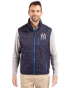 New York Yankees Cutter & Buck Rainier PrimaLoft® Mens Eco Insulated Full Zip Puffer Vest Dark Navy Front Thumbnail Image