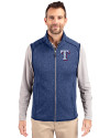 Texas Rangers Cutter & Buck Mainsail Sweater-Knit Mens Full Zip Vest Tour Blue Heather Front Thumbnail Image