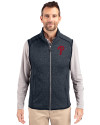 Philadelphia Phillies Cutter & Buck Mainsail Sweater-Knit Mens Full Zip Vest Liberty Navy Heather Front Thumbnail Image