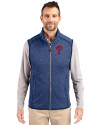 Philadelphia Phillies Cutter & Buck Mainsail Sweater-Knit Mens Full Zip Vest Tour Blue Heather Front Thumbnail Image
