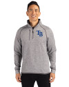 Tampa Bay Rays Cutter & Buck Mainsail Sweater-Knit Mens Half Zip Pullover Jacket Polished Heather Front Thumbnail Image
