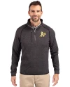 Athletics Cutter & Buck Mainsail Sweater-Knit Mens Half Zip Pullover Jacket Charcoal Heather Front Thumbnail Image