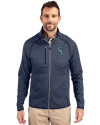 View image 4: Seattle Mariners Cutter & Buck Mainsail Sweater-Knit Mens Full Zip Jacket Liberty Navy Heather Front