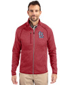 St. Louis Cardinals- Cutter & Buck Mainsail Sweater-Knit Mens Full Zip Jacket Cardinal Red Heather Front Thumbnail Image