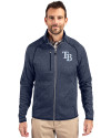 Tampa Bay Rays Cutter & Buck Mainsail Sweater-Knit Mens Full Zip Jacket Liberty Navy Heather Front Thumbnail Image