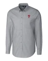 Philadelphia Phillies Cutter & Buck Stretch Oxford Mens Long Sleeve Dress Shirt Charcoal Mannequin Thumbnail Image