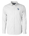 View image 3: Tampa Bay Rays Cutter & Buck Versatech Tattersall Stretch Mens Long Sleeve Dress Shirt Charcoal Mannequin