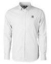New York Yankees Cutter & Buck Versatech Tattersall Stretch Mens Long Sleeve Dress Shirt Charcoal Mannequin Thumbnail Image