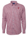 Philadelphia Phillies Cutter & Buck Versatech Multi Check Stretch Mens Long Sleeve Dress Shirt Red Mannequin Thumbnail Image