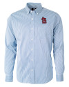 St. Louis Cardinals- Cutter & Buck Versatech Pinstripe Stretch Mens Long Sleeve Dress Shirt Indigo Mannequin Thumbnail Image