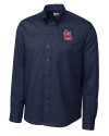 St. Louis Cardinals- Cutter & Buck Epic Easy Care Nailshead Mens Long Sleeve Dress Shirt Navy Blue Mannequin Thumbnail Image