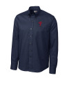 Philadelphia Phillies Cutter & Buck Epic Easy Care Nailshead Mens Long Sleeve Dress Shirt Navy Blue Mannequin Thumbnail Image