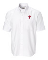 Philadelphia Phillies Cutter & Buck Epic Easy Care Nailshead Mens Short Sleeve Dress Shirt White Mannequin Thumbnail Image