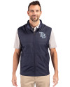 Tampa Bay Rays Cutter & Buck Stealth Hybrid Quilted Mens Big and Tall Windbreaker Vest Liberty Navy Front Thumbnail Image