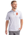 San Francisco Giants Cutter & Buck Pike Double Dot Print Stretch Mens Big and Tall Polo Charcoal Front Thumbnail Image