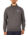 View image 1: Toronto Blue Jays Cutter & Buck Saturday Cotton Blend Mens Big and Tall  Mock Pullover Sweatshirt Charcoal Heather Front