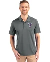 Texas Rangers Cutter & Buck Prospect Eco Textured Stretch Recycled Mens Big & Tall Polo Elemental Grey Front Thumbnail Image