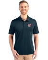 Washington Nationals Cutter & Buck Prospect Eco Textured Stretch Recycled Mens Big & Tall Polo Navy Blue Front Thumbnail Image