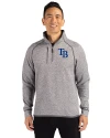 Tampa Bay Rays Cutter & Buck Mainsail Sweater-Knit Mens Big and Tall Half Zip Pullover Jacket Polished Heather Front Thumbnail Image