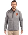 San Francisco Giants Cutter & Buck Mainsail Sweater-Knit Mens Big and Tall Full Zip Jacket Polished Heather Front Thumbnail Image