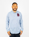 View image 1: St. Louis Cardinals- Cutter & Buck Versatech Pinstripe Stretch Mens Big and Tall Dress Shirt Indigo Front