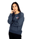Toronto Blue Jays Cutter & Buck Saturday Cotton Blend Womens Crew Neck Sweatshirt Navy Blue Heather Front Thumbnail Image