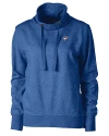 Toronto Blue Jays Cutter & Buck Saturday Cotton Blend Womens Funnel Neck Sweatshirt Tour Blue Heather Mannequin Thumbnail Image