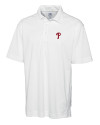 Philadelphia Phillies Cutter & Buck CB Drytec Genre Textured Solid Mens Big and Tall Polo White Mannequin Thumbnail Image