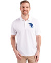 Tampa Bay Rays Cutter & Buck Advantage Eco Tri-Blend Pique Mens Big and Tall Polo White Front Thumbnail Image